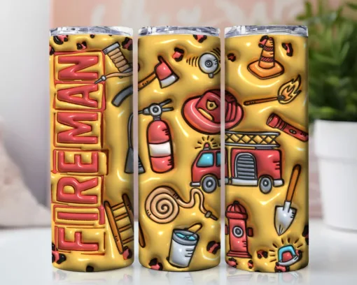 Tumbler - 3D Inflated Puff Firefighter Life